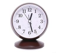 Réveil de bureau pour chambre d'enfant, mouvement de balayage silencieux sous 10 décibels, base antidérapante, coque en ABS pour table (marron)