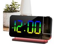 Réveil de chambre - Horloge de projection LED rotative à 180 degrés avec écran réglable, projecteur numérique silencieux | Affichage de l'heure au plafond mural pour et adultes Bureau de