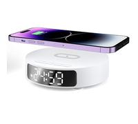 Réveil de charge sans fil, chargeur rapide de 15 W avec affichage LED numérique, fonction date et heure, horloge de bureau multifonction pour téléphones compatibles Qi, station de chargement de table