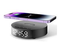 Réveil de charge sans fil, chargeur rapide de 15 W avec affichage LED numérique, fonction date et heure, horloge de bureau multifonction pour téléphones compatibles Qi, station de chargement de table