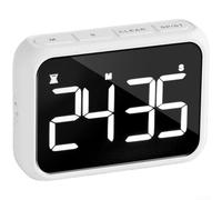 Réveil de cuisine à LED avec compte à rebours de 100 minutes, luminosité et volume réglables, batterie rechargeable, support magnétique pour la maison ou le bureau (blanc)