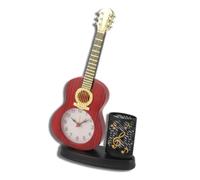 Réveil de Guitare,Horloge Murale, Horloge Murale sur Le thème de la Musique, Horloge Murales Musicale avec Porte-Stylo, Taille-Crayon, Horloge de Guitare Robuste et décorative multifonctionnelle