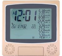 Réveil de table automatique digital pour la prière musulmane Azan Horloge de bureau dorée