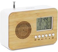 Réveil de Voyage Bamboo,Écran LCD,Radio Intégrée,Fonction Sleep,Affichage Température Intérieure,Fonctionne avec 2 Piles AAA-477320