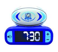 Lexibook, Rugby, Réveil Veilleuse Ballon de Rugby, Figurine Lumineuse, Choix de 6 alarmes, 6 Effets sonores, Ecran LCD rétro-éclairé, Horloge, Snooze, Bleu/Blanc, RL800RG