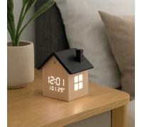 Réveil digital maison aspect bois