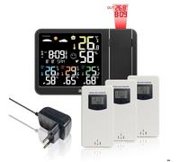 Réveil Digital Radio-piloté avec Projection, Station Météo sans Fil, Thermomètre Int/Ext, Hygromètre et Prévisions Météo