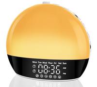 Sunrise Réveil numérique pour chambre à coucher, 18 veilleuses à intensité variable, 25 sons de sommeil, machine à bruit blanc pour bébés, adultes, réveil lumineux pour les grands dormeurs, enfants
