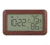 Réveil électronique avec capteur de température et d'humidité LCD, station météo numérique compacte pour la maison, le bureau, le jardin, alimenté par piles (marron)