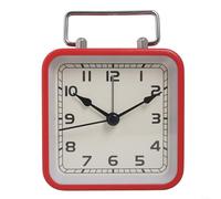 Réveil en métal, avec affichage lumineux, mouvement à quartz silencieux pour table de chevet, bureau, décoration d'intérieur (rouge)
