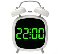 Réveil en métal avec sonnette extra forte et affichage numérique LED avec luminosité réglable pour une visualisation facile de l'heure (F)