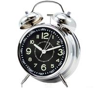 Réveil en métal pour enfants avec son efficace, mouvement silencieux, veilleuse et visibilité 24 heures (C)