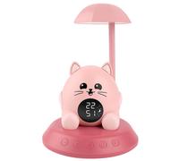 Réveil Enfant Chat Rétroéclairé avec Veilleuse Musicale et Affichage Digital Rose