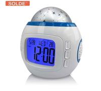 Réveil enfant,LED projecteur de ciel étoilé et 10 mélodies,Calendrier Multifonctions,Horloge veilleuse pour bébés et enfants