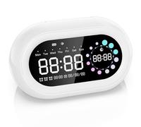 Reveil - Enfant Réveil Matin Horloge Numérique Reveille Lumineux LED Bureau Multifonction Veilleuse Digitale Calendrier Snooze Alarm Clock a Piles Petit Educatif Jour/Nuit de Voyage Adulte Ado