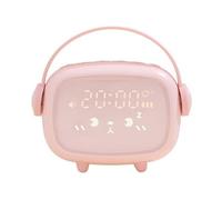Réveil Enfants Numérique VORMOR Veilleuse Mignon Rechargeable Commande Vocale Rappel de Musique - Rose