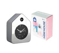 Fisura - Réveil Mini Maison chromé. Réveil analogique sans tic-tac, réveil Original. Petit réveil. Dimensions: 9,7 cm x 7,3 cm x 4,5 cm. Fonctionnement : 1 Pile AA