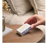 Lexon Flip Mini Réveil Matin de Voyage, Horloge numérique LED on/Off à luminosité réglable, Rechargeable et Tactile, idéal comme réveil de Chevet - Blanc