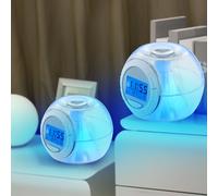 Réveil numérique affichage LED avec date température changement de couleur RGB avec 6 tons naturels, plastique transparent, H 8,5 cm, set de 2 pièces