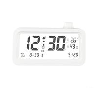 Réveil intelligent avec capteur de lumière avec écran LCD avec heure, température et humidité, trois options d'alarme (blanc)