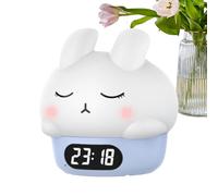 Réveil lapin - Horloge en forme de lapin, veilleuse numérique de 11,1 cm, horloges en silicone avec capteur Pat, lampe de chevet amusante avec luminosité douce, utilisation pour la maison, la chambre