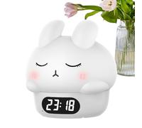 Réveil lapin - Horloge en forme de lapin, veilleuse numérique de 11,1 cm, horloges en silicone avec capteur Pat, lampe de chevet amusante avec luminosité douce, utilisation pour la maison, la chambre