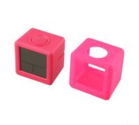 Réveil LCD de forme carrée avec manchon de protection en silicone, rétroéclairage intelligent activé par bouton, fonction snooze et date, alimenté par piles pour enfants (rouge)