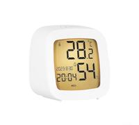 Réveil LCD intelligent avec moniteur de température et d'humidité, affichage du jour du calendrier, format 12/24 heures, Celsius/Fahrenheit, commande vocale (blanc 2)