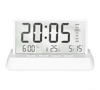 Réveil LCD moderne transparent avec thermomètre et calendrier pour la maison et le bureau (blanc transparent)
