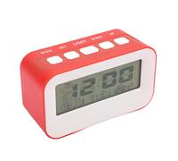 Réveil LCD pour Enfants Fonction Snooze Réveil Numérique Rappel d'anniversaire Affichage de la Température Alarme Musicale Écran LCD pour Chambre d'école (Rouge)