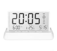 Réveil LCD transparent moderne avec thermomètre et calendrier pour la maison et le bureau (blanc opaque)