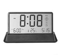 Réveil LCD transparent moderne avec thermomètre et calendrier pour la maison et le bureau (noir opaque)