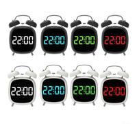 Réveil LED à double cloche pour chambre à coucher et bureau, fonctionnement silencieux pour un sommeil tranquille (noir B)