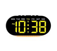 Réveil LED avec affichage de la date, de la température et du jour de la semaine, double alarme et fonction snooze, quatre niveaux de luminosité, adapté pour une installation murale ou de bureau (C)