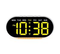 Réveil LED avec affichage de la date, de la température et du jour de la semaine, double alarme et fonction snooze, quatre niveaux de luminosité, adapté pour une installation murale ou de bureau (G)