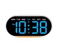 Réveil LED avec affichage de la date, de la température et du jour de la semaine, double alarme et fonction snooze, quatre niveaux de luminosité, adapté pour une installation murale ou de bureau (F)