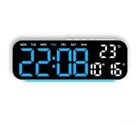 Réveil LED avec affichage de la température, horloge de bureau numérique multifonction avec lumière ambiante 7 couleurs, 4 niveaux de réglage de la luminosité, affichage de la date et du jour pour