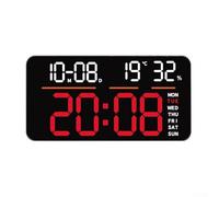 Réveil LED avec date, semaine, température, double alarme, horloge murale numérique LED avec écran extra large pour chambre à coucher, cadeau pour personnes âgées (rouge)