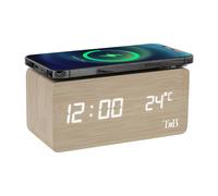Réveil LED finition bois avec chargeur à induction