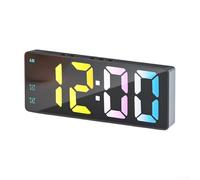 Réveil LED finition miroir élégant avec commande vocale pratique et lecture instantanée de la température (noir)