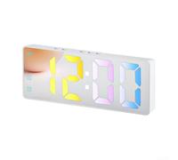 Réveil LED finition miroir élégant avec commande vocale pratique et lecture instantanée de la température (blanc)