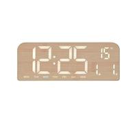 Réveil LED Grain de Bois Grand Ecran USB Bureau Mural | Cette horloge en bois affiche clairement la date et la température, vous aidant à organiser votre journée depuis n'importe