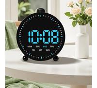 Réveil LED intelligent, réveil numérique, horloge de chevet électronique, avec compte à rebours et double alarme, pour chambre et bureau (noir)