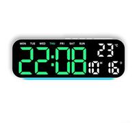 Réveil LED multifonction avec affichage clair de l'heure, de la température, de la date et du jour, luminosité réglable et lumière ambiante (F)