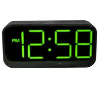 Réveil LED Sans Fil Silas, Noir / Vert - 16575