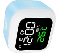 Réveil LED Veilleuse USB Rechargeable Miroir Design Lampe de Nuit Ajustable Horloge Numérique avec Batterie Bleu