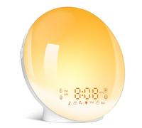 Réveil lever du soleil avec 11 couleurs double alarmes Snooze Light Simulation Lampe de chevet Veilleuse Lumière de réveil Radio FM et 7 sons naturels pour des matins doux