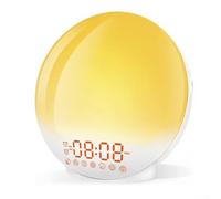 Réveil lever du soleil, réveil naturel avec alarmes de lever du soleil/coucher du soleil, radio FM, veilleuse, veilleuse avec lampe d'ambiance colorée