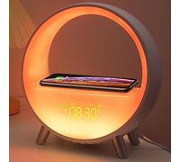 Réveil lever du soleil sans fil avec mode snooze, 9 modes d'éclairage et 7 sons naturels - Lampe rythmique intelligente, haut-parleur Bluetooth veilleuse