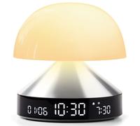 Lexon MINA Sunrise Reveil matin lumineux, simulateur d'aube et crépuscule, 5 sons naturels, lampe de chevet LED veilleuse et luminothérapie - couleur Aluminium